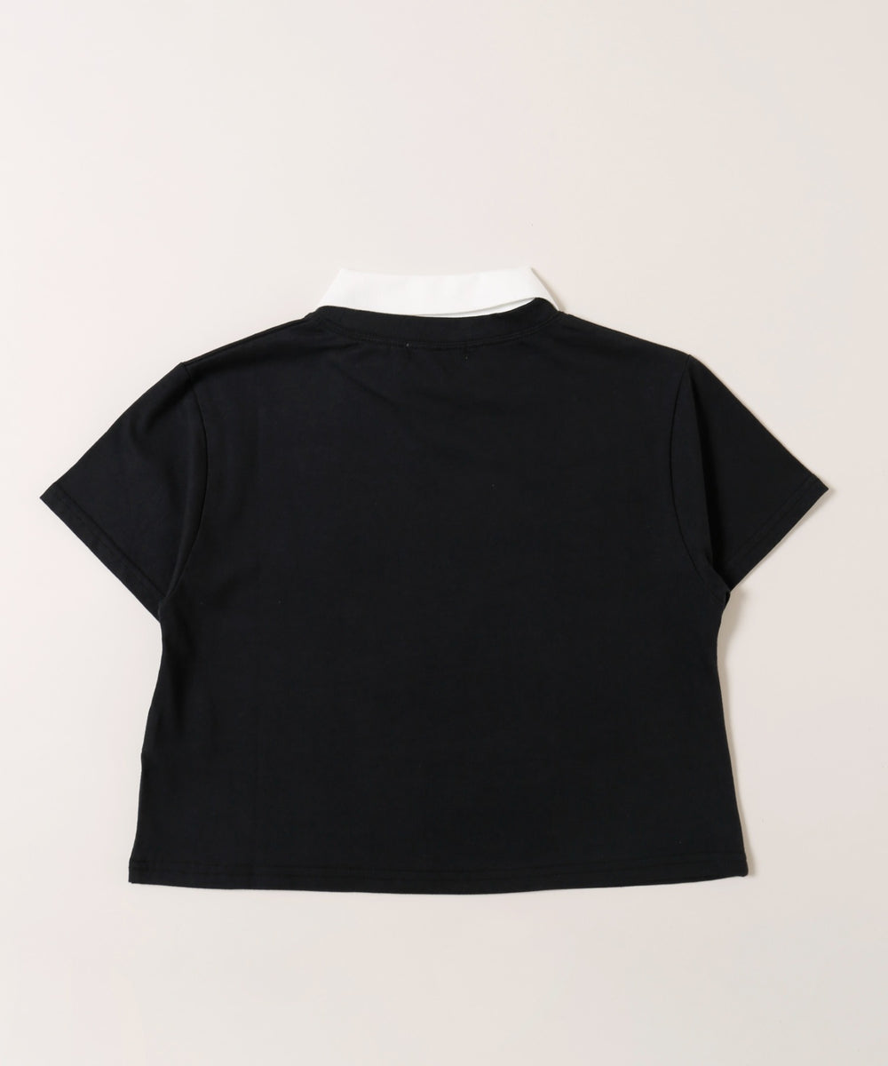 ハートワンポイント襟付きTシャツ