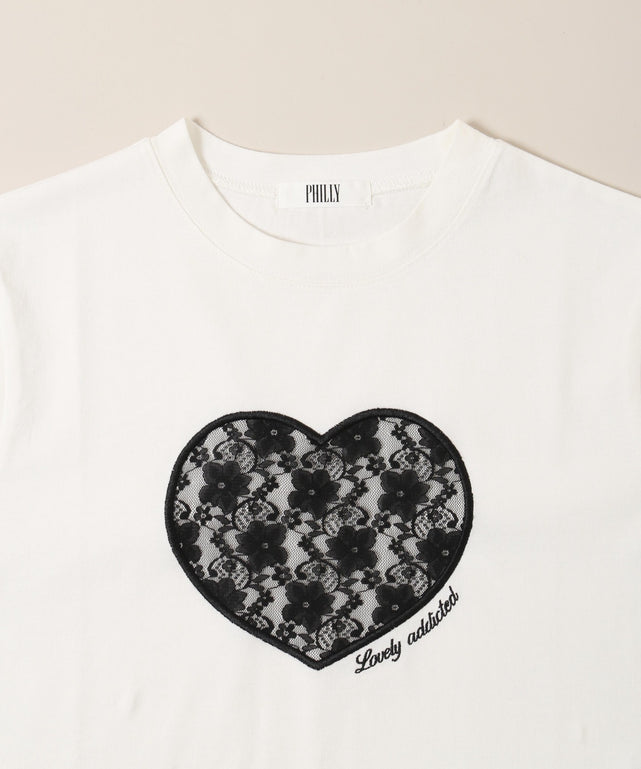 ハートレースワッペンTシャツ