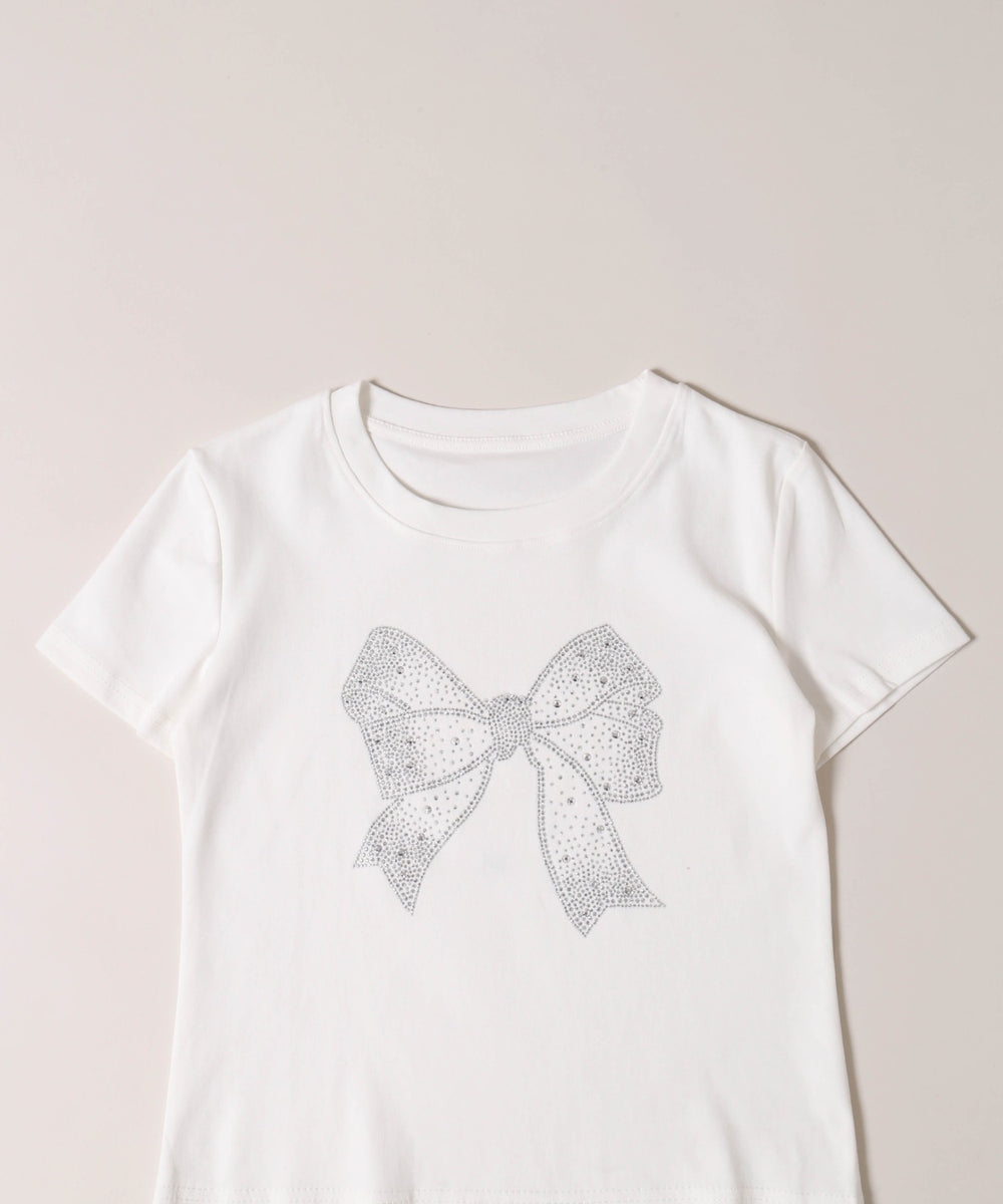 リボンストーンロゴTシャツ