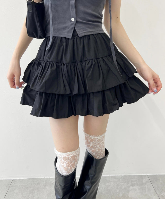 無地ティアードミニスカート