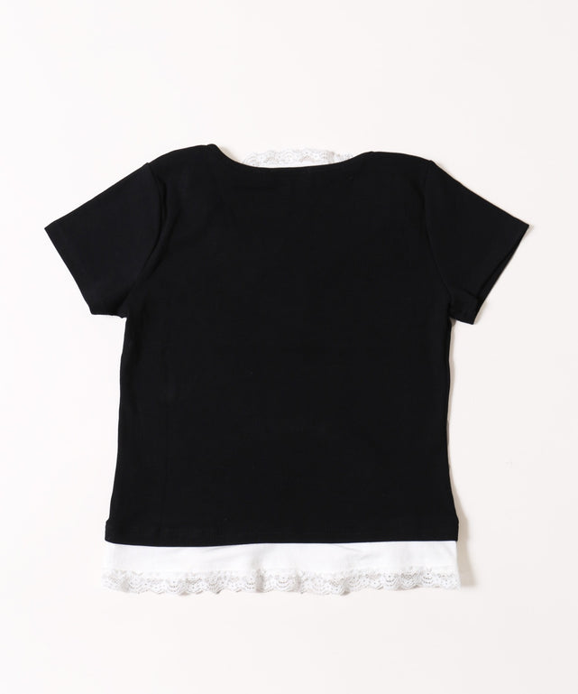 レースポイントフェイクレイヤードTシャツ