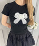 リボンワッペンピチTシャツ/ブラック モデル：160㎝ F着用
