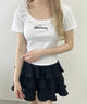 レースネックTシャツ/ホワイト モデル：160㎝ F着用