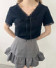 クロスリボンTシャツ/ブラック モデル：160㎝ F着用