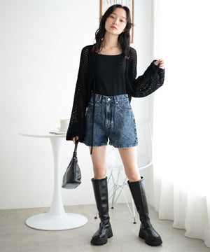 デニム中濃加工　モデル:161cm M着用
