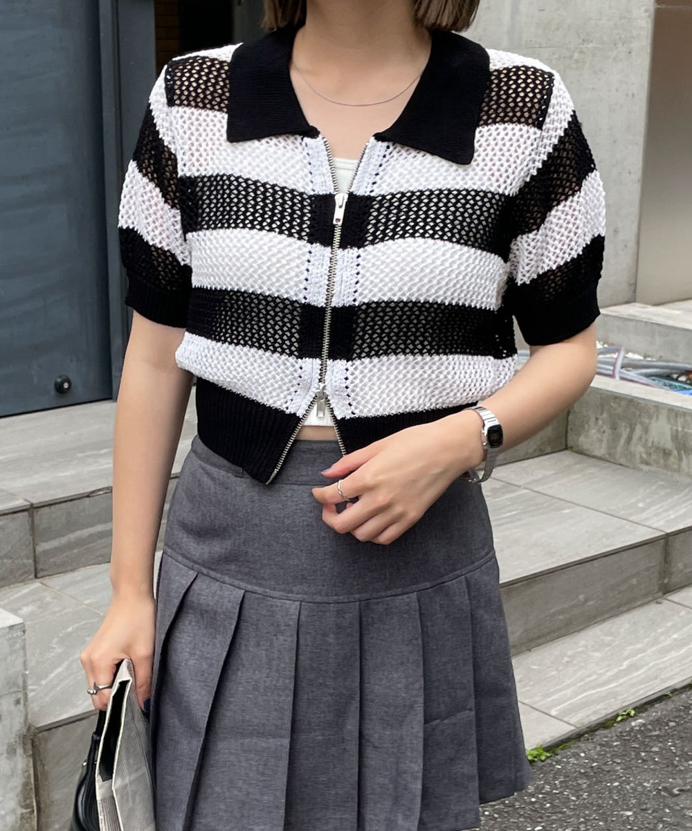 ホワイト系ボーダー   モデル:155cm F着用