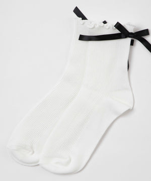 バックリボンクルーソックス(23-25cm)