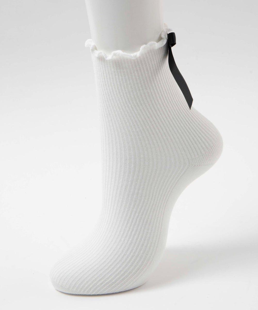バックリボンクルーソックス(23-25cm)