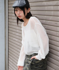 2WAYオフショルメッシュニット