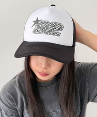 ナンバリングラインストーンメッシュキャップ