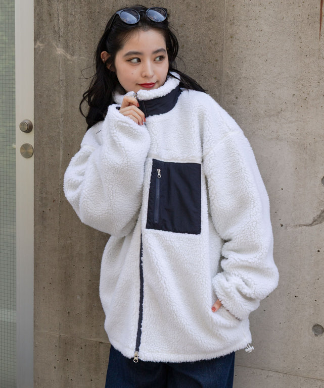 ボアブルゾン/オフホワイト モデル：160cm L着用