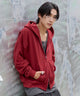 ショートZIPパーカー/ワイン　モデル：175cm L着用　