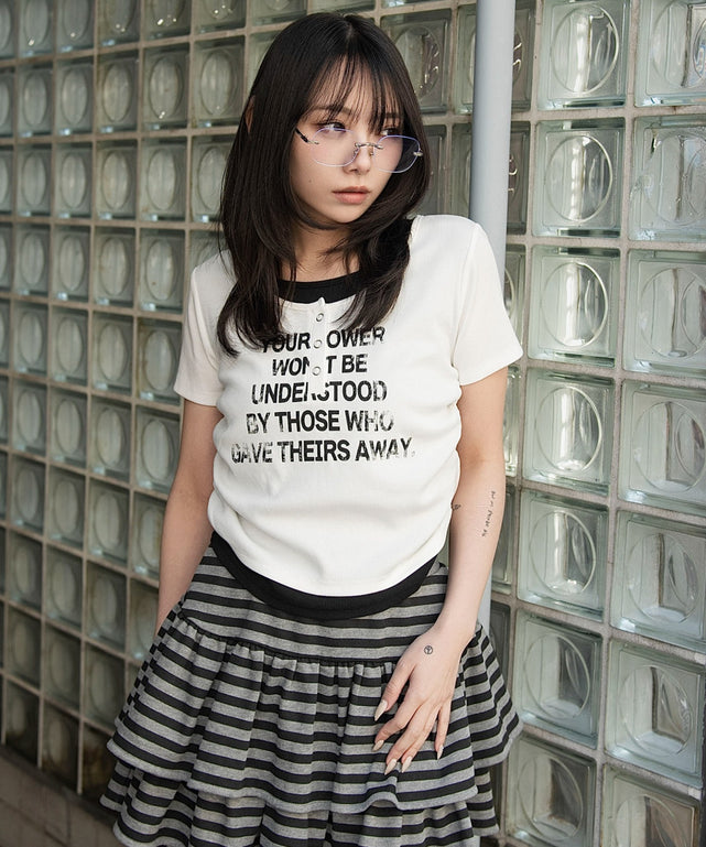 レイヤードグラフィックT/ホワイト　モデル：159cm F着用