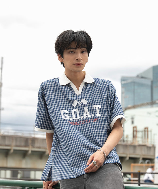 ブルーチェック1 モデル：180cm L着用