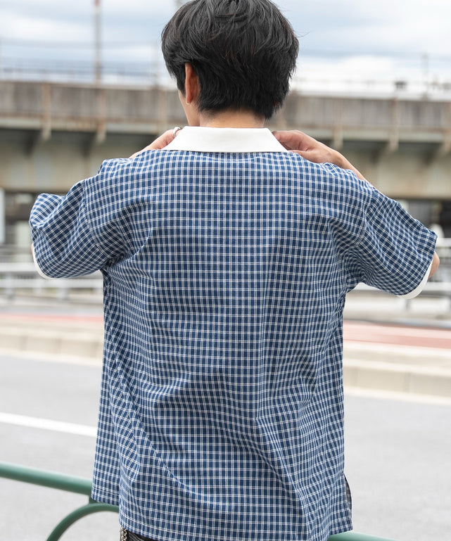 ブルーチェック1 モデル：180cm L着用