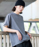 フェイクレイヤードボーダーT（SS）/グレーボーダー モデル：182cm L着用
