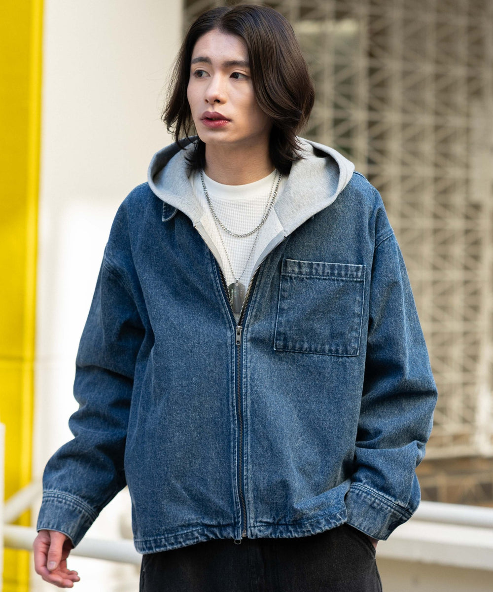 デニム中濃加工 モデル：182cm L着用