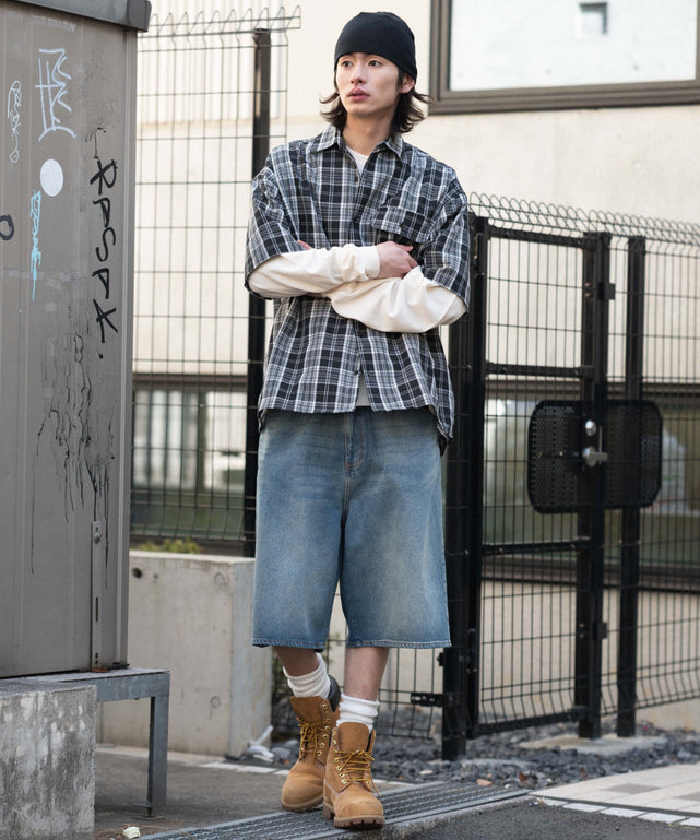 ブラックチェック1 モデル：182cm L着用