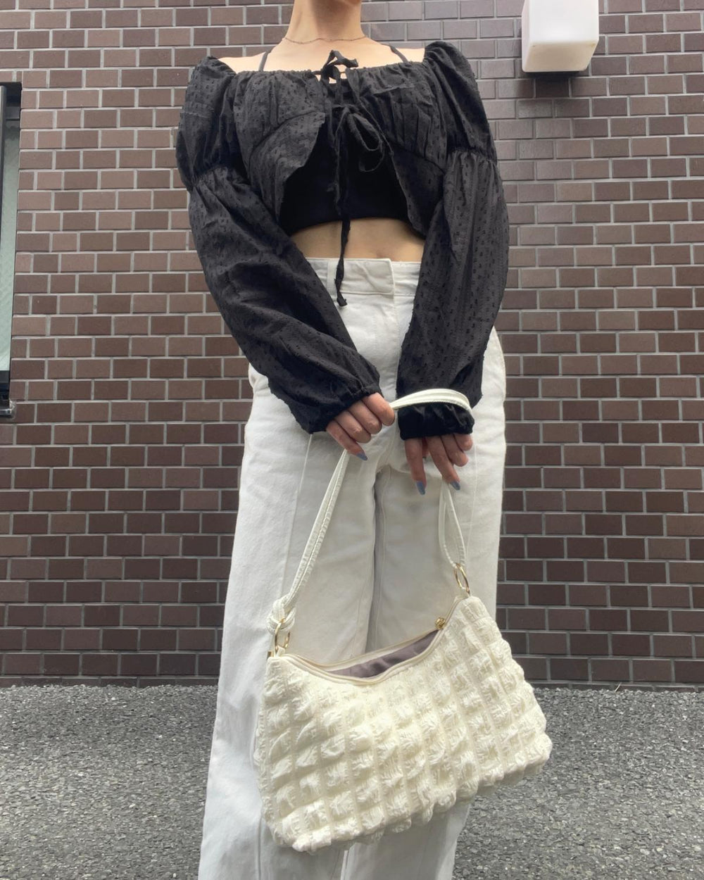 フロントリボンブラウス