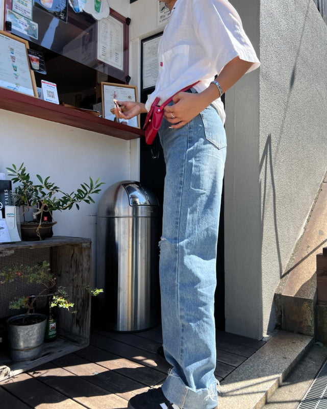 カッティングワイドデニム　