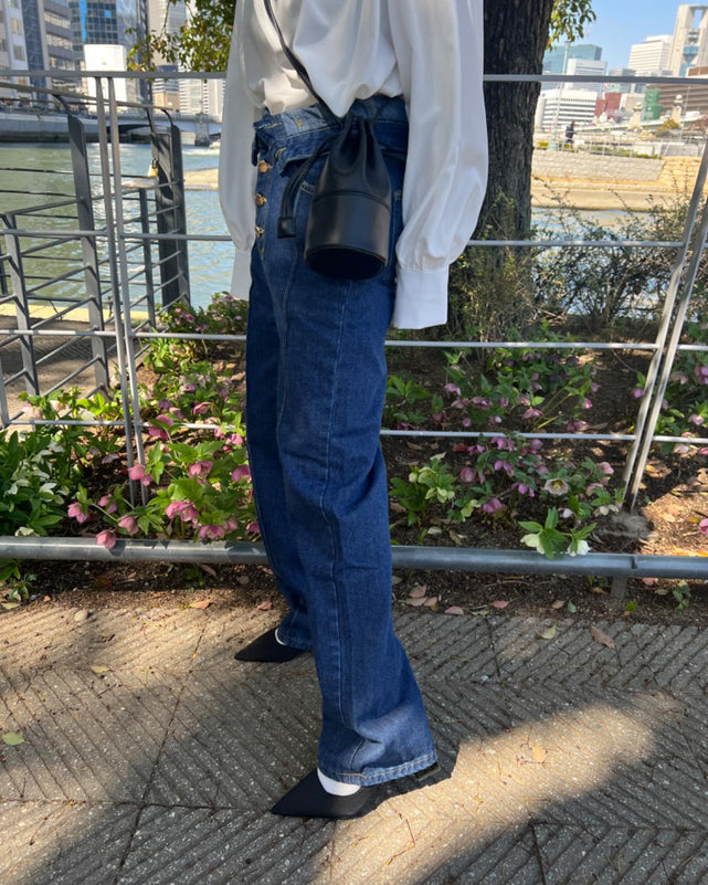 フライボタンワイドデニム