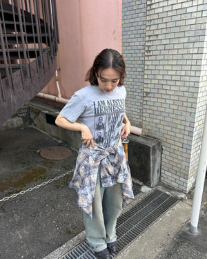 フードツキチェックシャツ