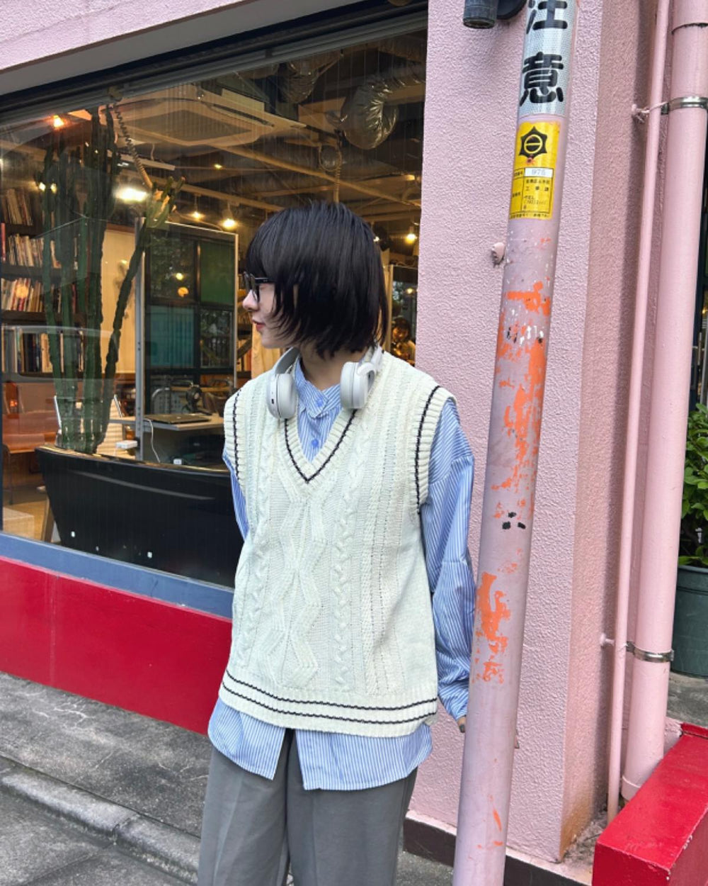 ボリュームスリーブストライプシャツ