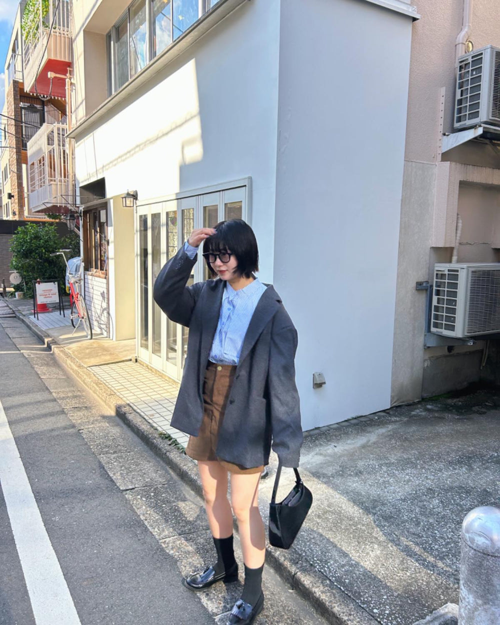 ボリュームスリーブストライプシャツ