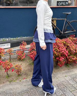 チェックフリルレイヤードスウェットパンツ
