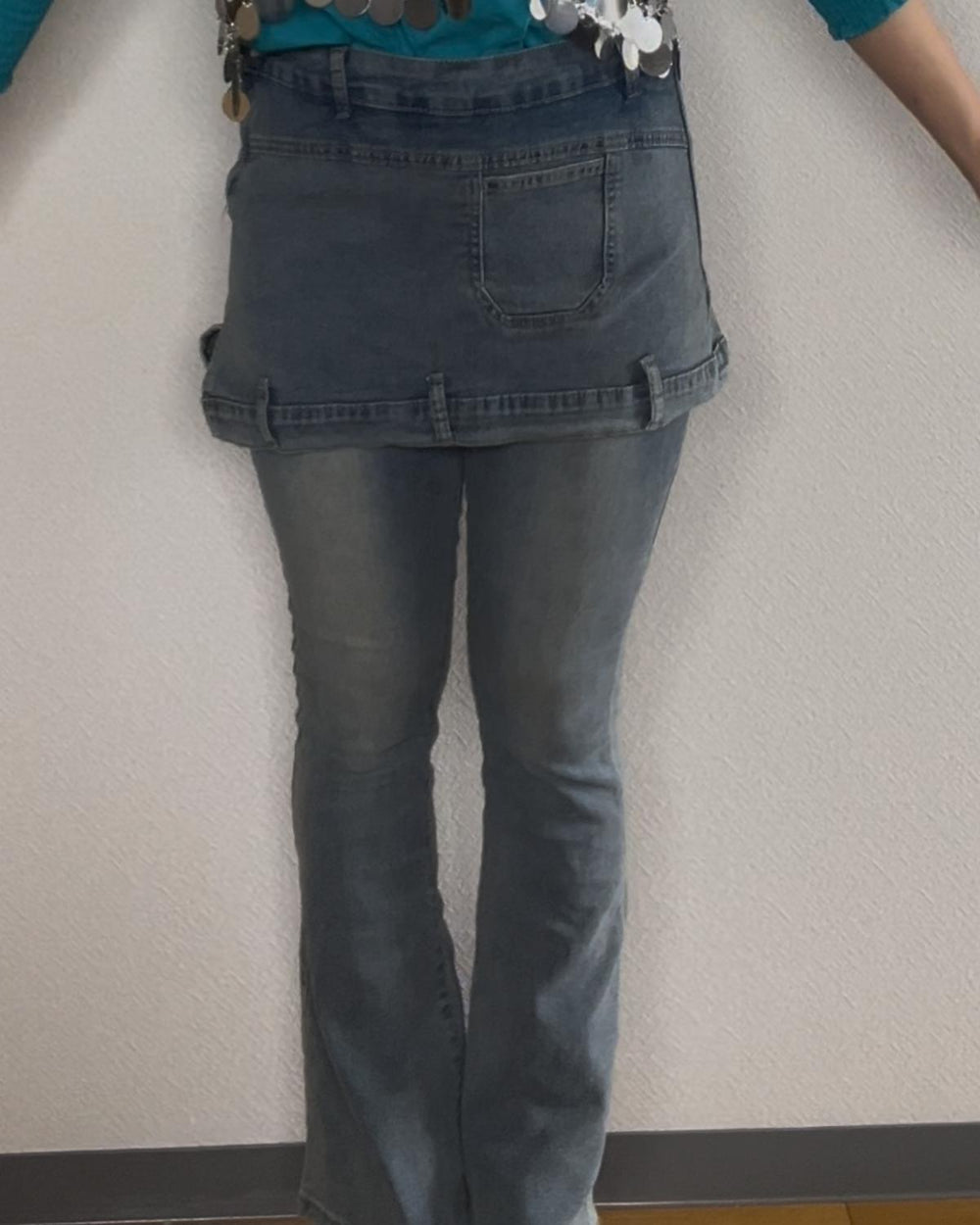 レイヤードデザインデニムパンツ