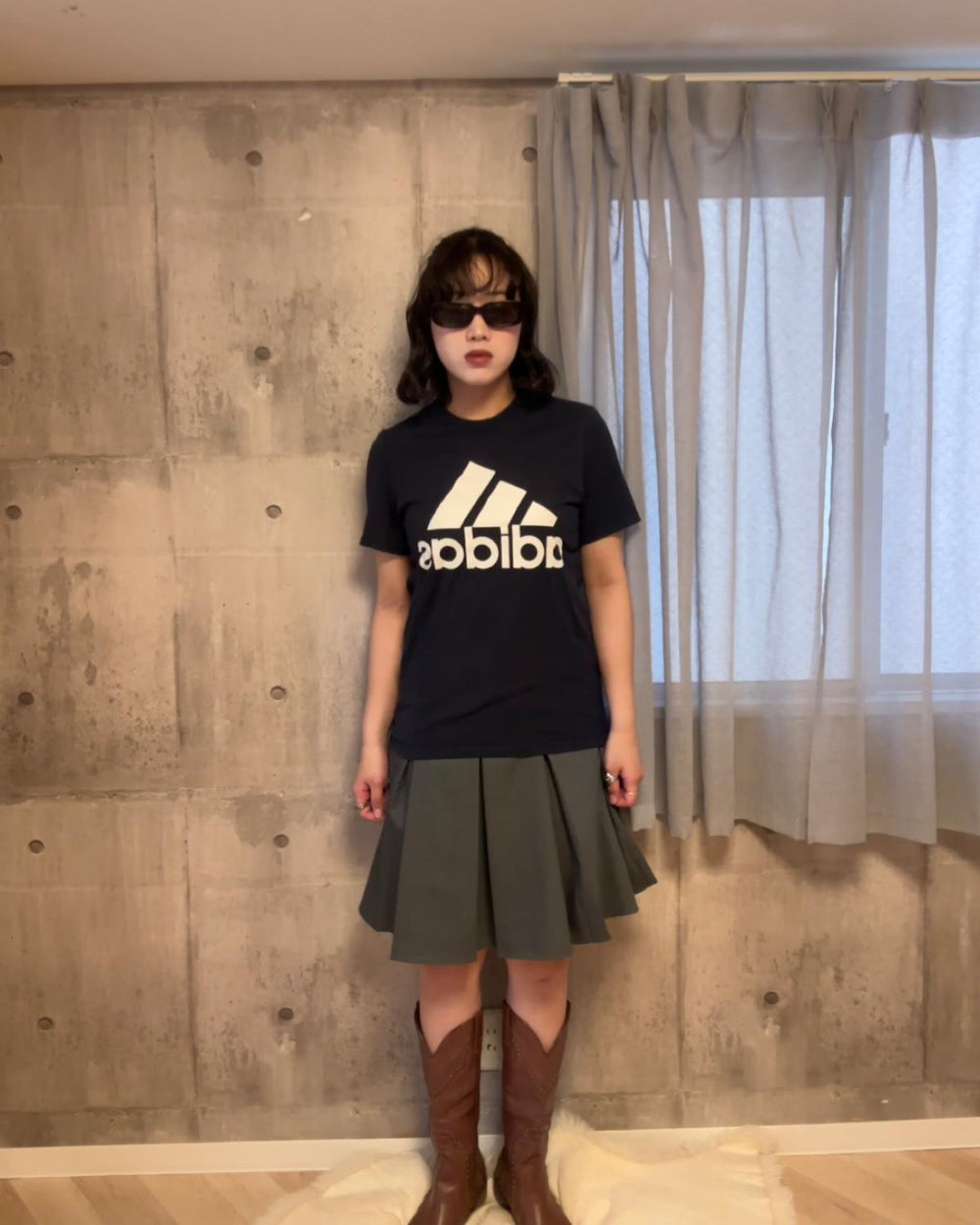 レイヤードデザインミドルスカート