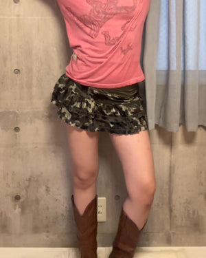 迷彩フリルミニスカート