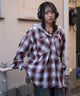 オンブレチェックフードシャツ（LS）/レッドチェック　モデル：159cm M着用