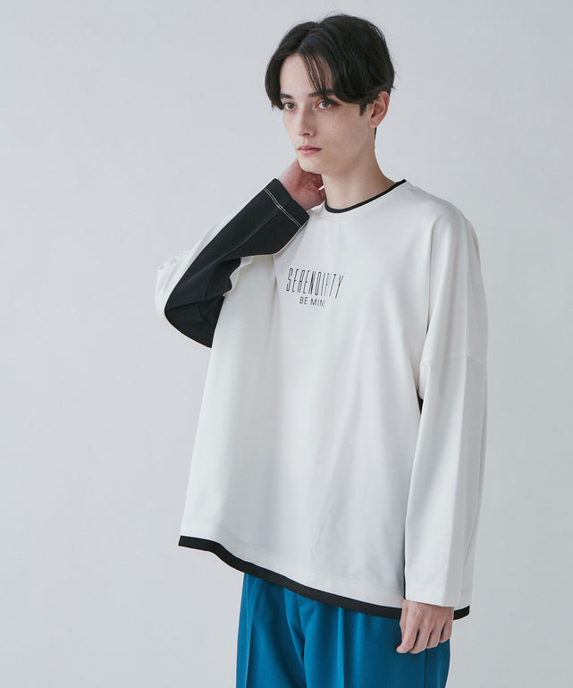 ドルマンポンチレイヤードプルオーバー/ホワイト モデル：180cm L着用